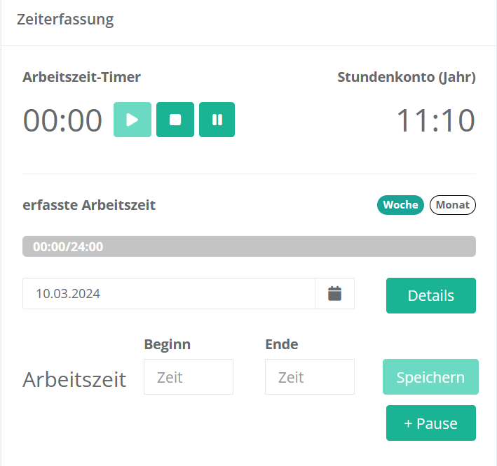 Arbeitszeiterfassung Panel